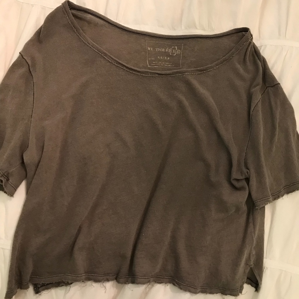 Taupe Free People distressed crop top